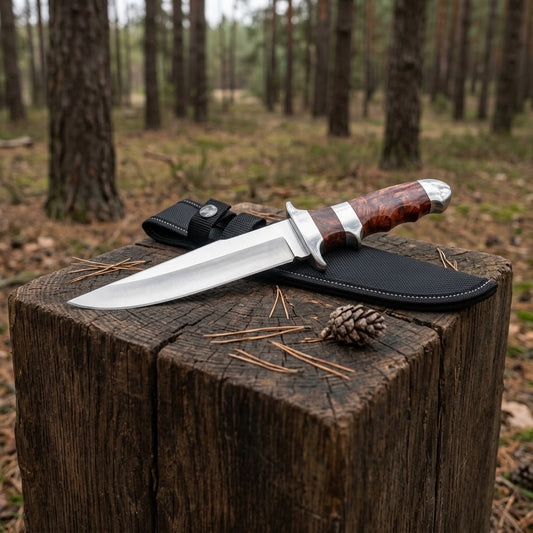 12" Stainless Steel Bowie Field Knife - Walnut Handle